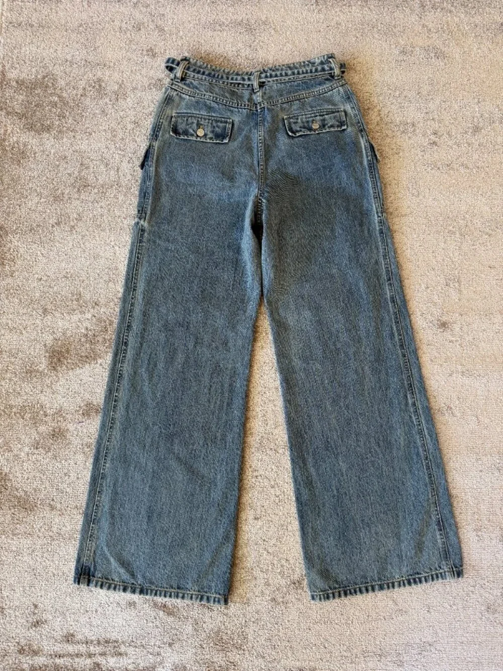 MSRP $550 - Women's 8 - Phillip Lim Blue Belted Wide-Leg Jeans - 100% Cotton